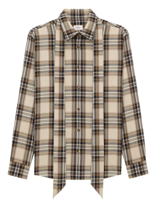 bow-tie checked shirt<BR/><BR/> 838890 Y31VA7300 SAINT LAURENT 