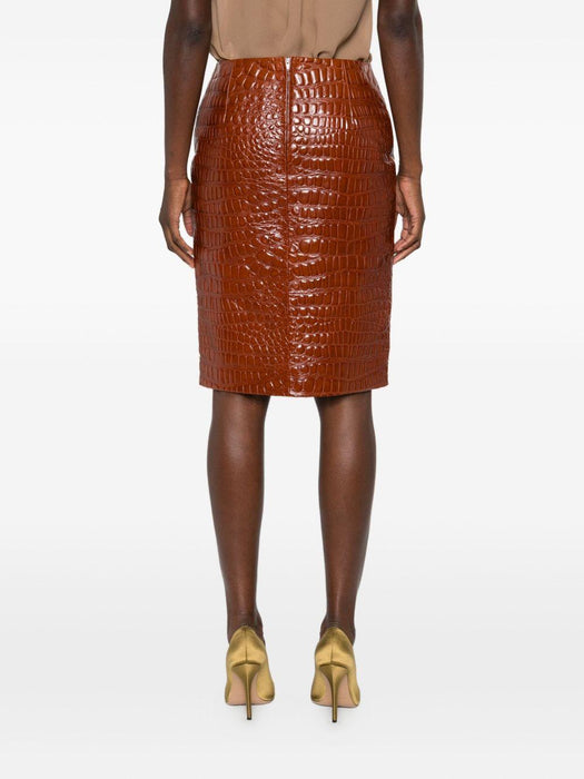 embossed-leather short skirt<BR/><BR/> 842093 YCJB22546 SAINT LAURENT 