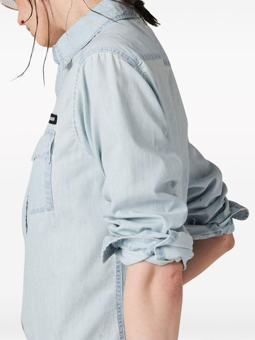 logo-appliqué cotton shirt GWC115 S OOO 14UTF0076 MIU MIU 