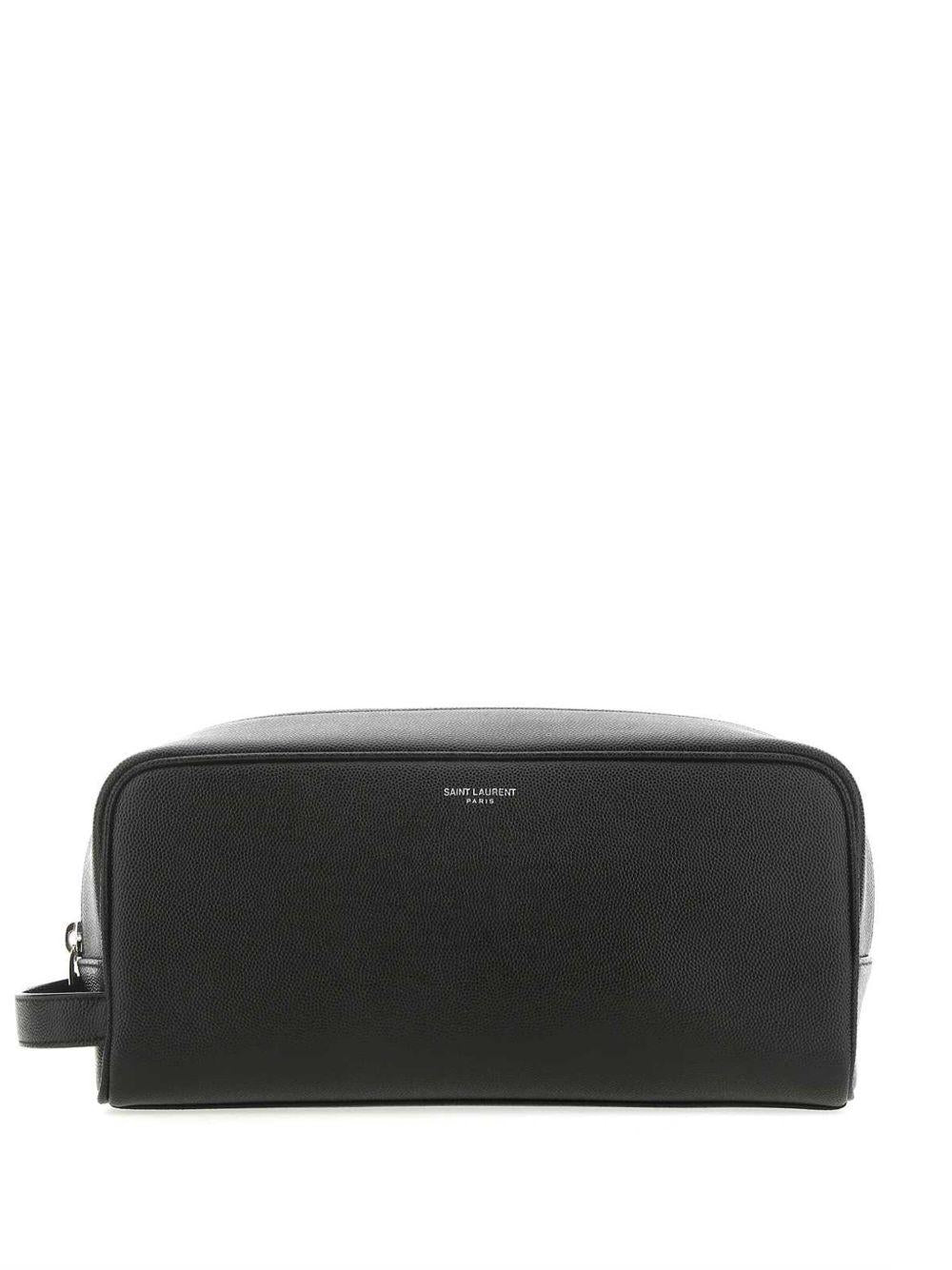 logo-stamp leather pouch <BR/><BR/><BR/><BR/><BR/><BR/><BR/><BR/><BR/><BR/> 609347 1GF0N1000 SAINT LAURENT 