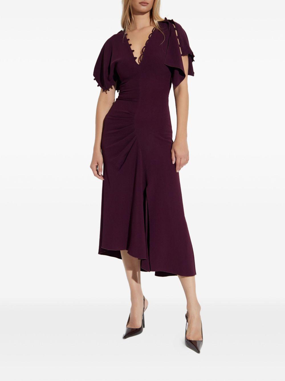ruffled-sleeve asymmetric midi dress 1425WDR007063B 2757 VICTORIA BECKHAM 