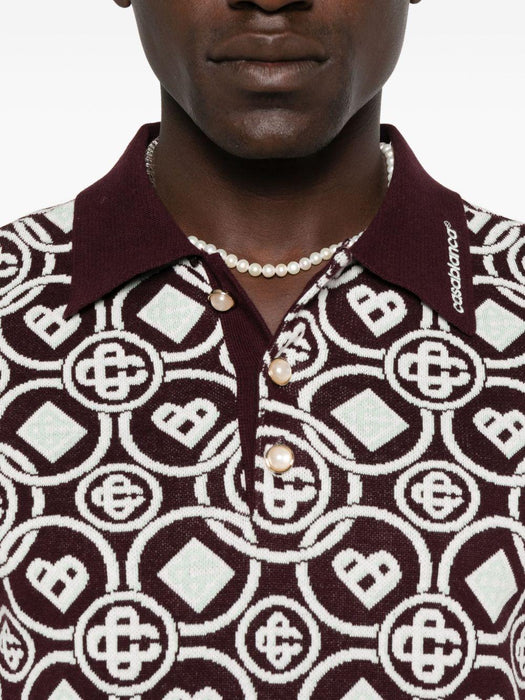 monogram polo shirt M-AW25-KW-1092-01 AUBERGINE CASABLANCA 
