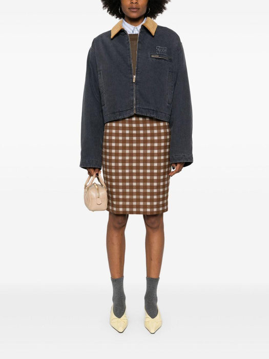 corduroy-collar padded denim jacket ML1092 S OOO 15Q7F0031 MIU MIU 