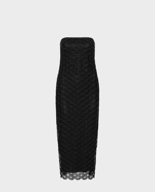 Black openwork midi dress 116289100  ROTATE 