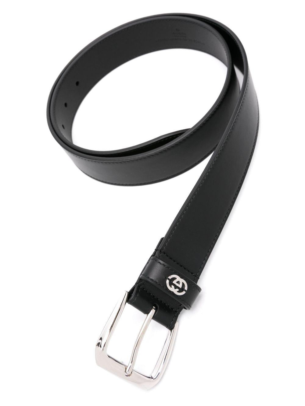 Interlocking G-plaque leather belt 673921 AP00N1000 GUCCI 