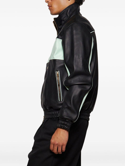 panelled leather jacket MPF25-JK-382-01 BLACK & MINT CASABLANCA 