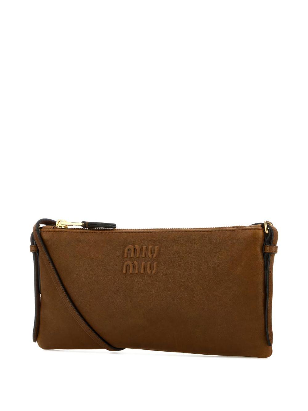 logo-embossed leather cross body bag 5NI007 AEFXF0316 MIU MIU 