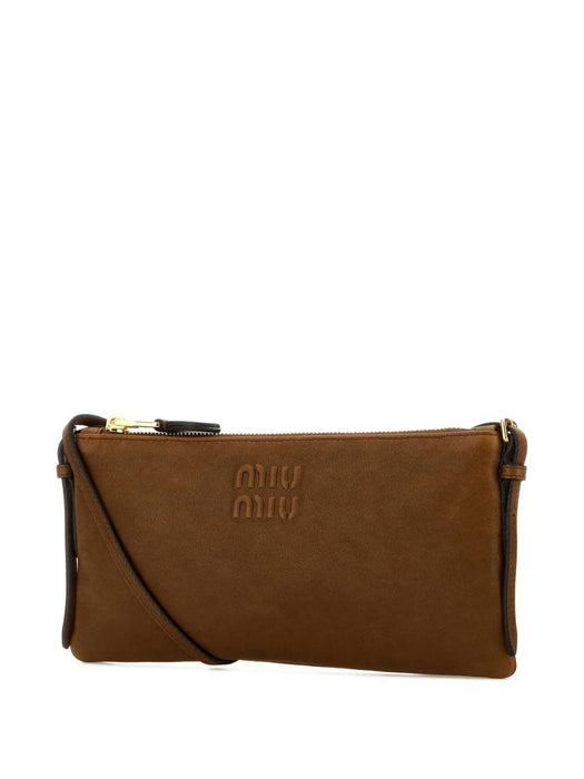 logo-embossed leather cross body bag 5NI007 AEFXF0316 MIU MIU 