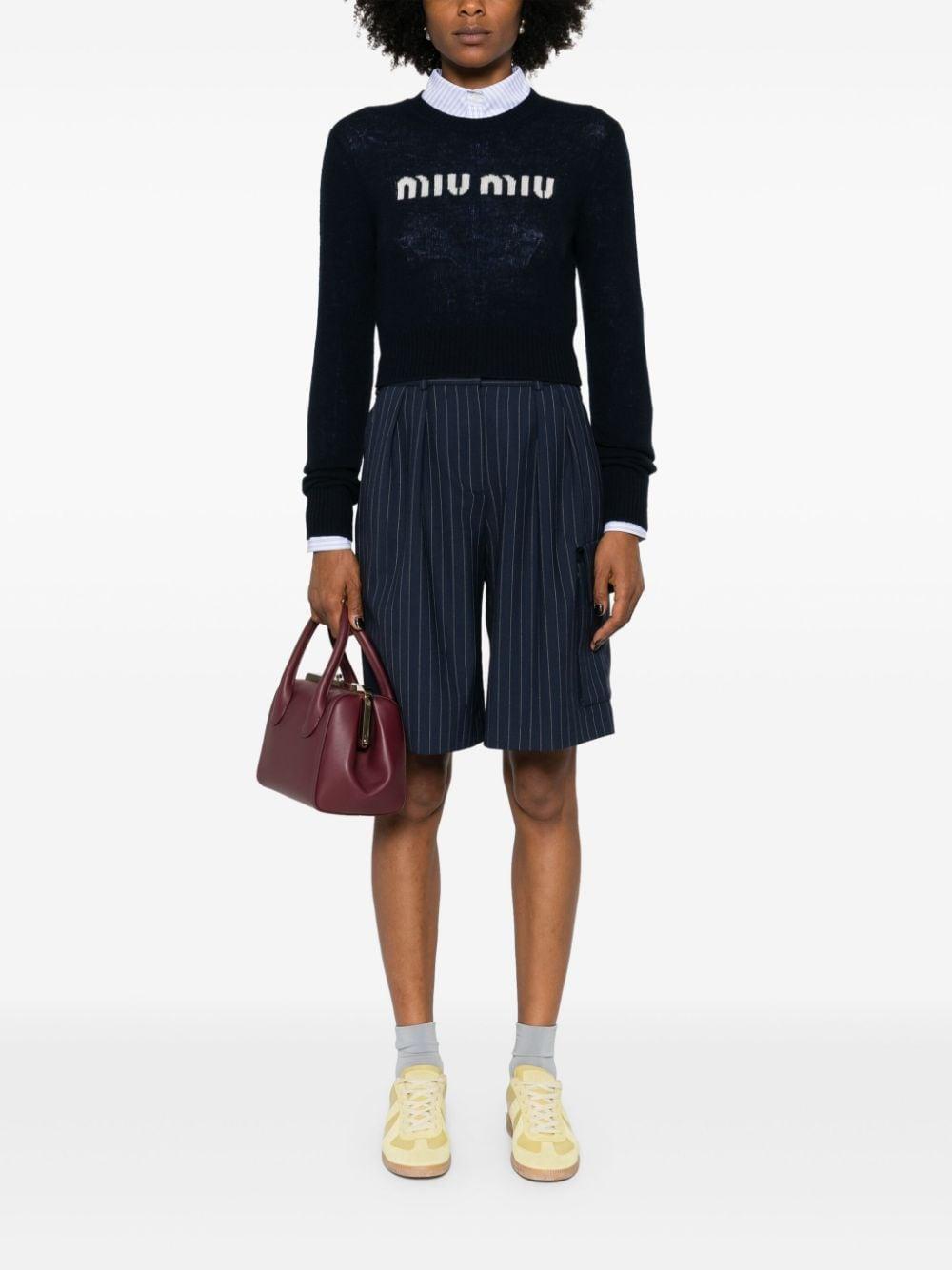 logo-intarsia cropped jumper MML809 S 232 13K1F0008 MIU MIU 