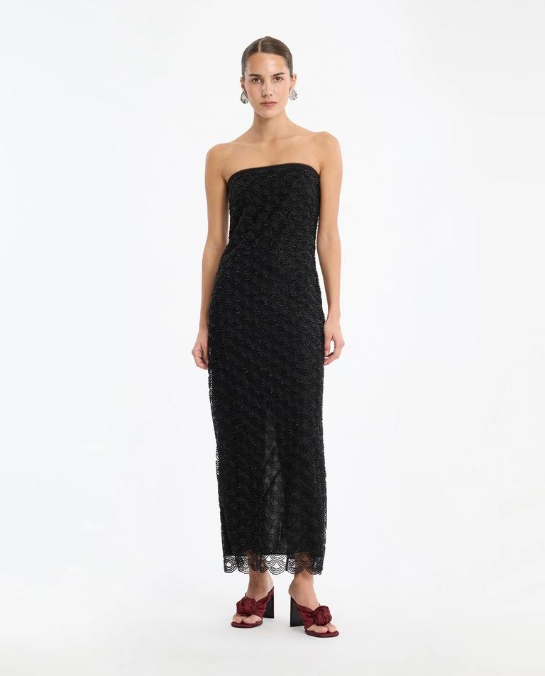 Black openwork midi dress 116289100  ROTATE 