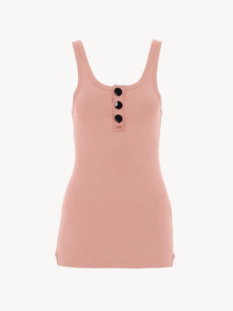 Fitted Henley tank top in cotton jersey 26UJH02089 81Q CHLOÉ 