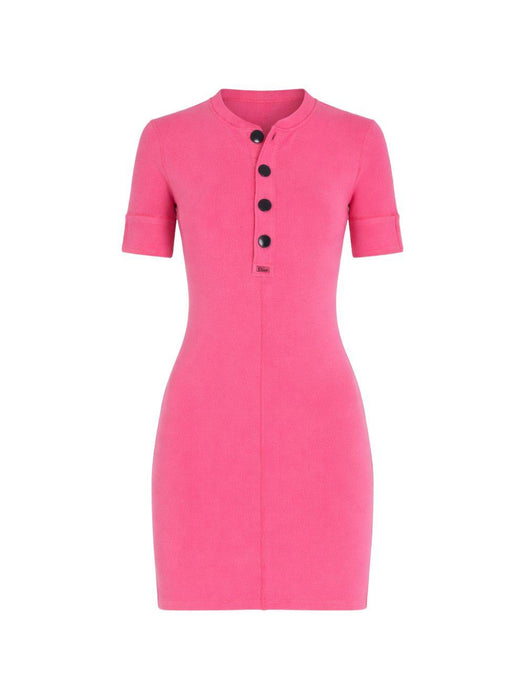 Fitted Henley ribbed-knit button-up mini dress 26UJR14089 6X9 CHLOÉ 