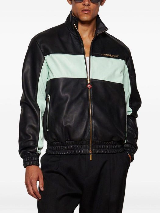 panelled leather jacket MPF25-JK-382-01 BLACK & MINT CASABLANCA 