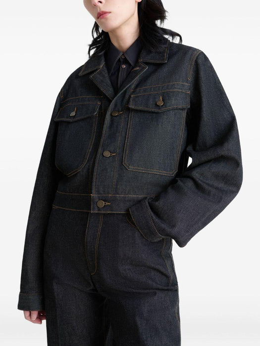 button-fastening patch-pocket denim jacket<BR/> OW1191 LD1061BK965 LEMAIRE 