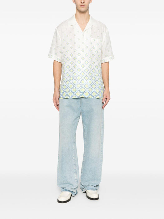 Degrade Monogram Short Sleeve Linen Shirt M-SP26-SH-003-11 DEGRADE MONOGRAM CASABLANCA 