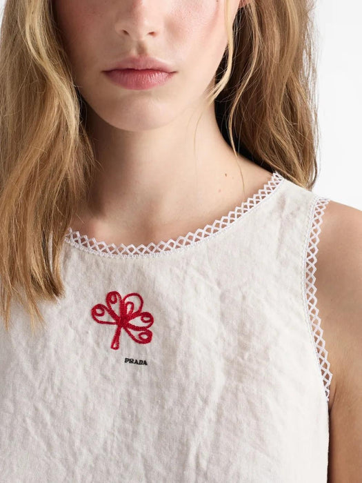 Embroidered slubbed canvas Mini-dress P3S60R S OOO 122GF0009 PRADA 