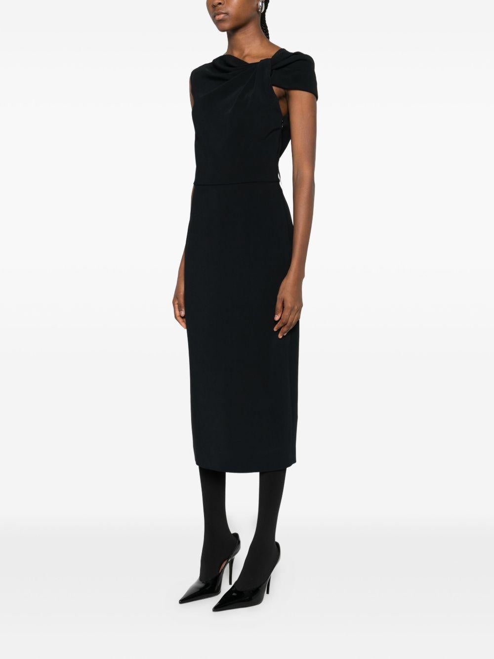 draped-detail one-shoulder midi dress BW22MV164K001 001 GIVENCHY 