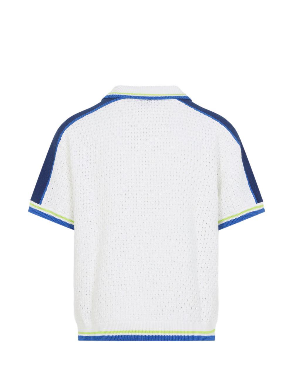 Short Sleeve Crochet Shirt M-SS26-KW-1310-01 WHITE / BLUE CASABLANCA 
