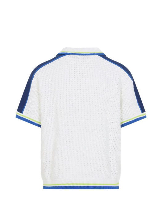 Short Sleeve Crochet Shirt M-SS26-KW-1310-01 WHITE / BLUE CASABLANCA 