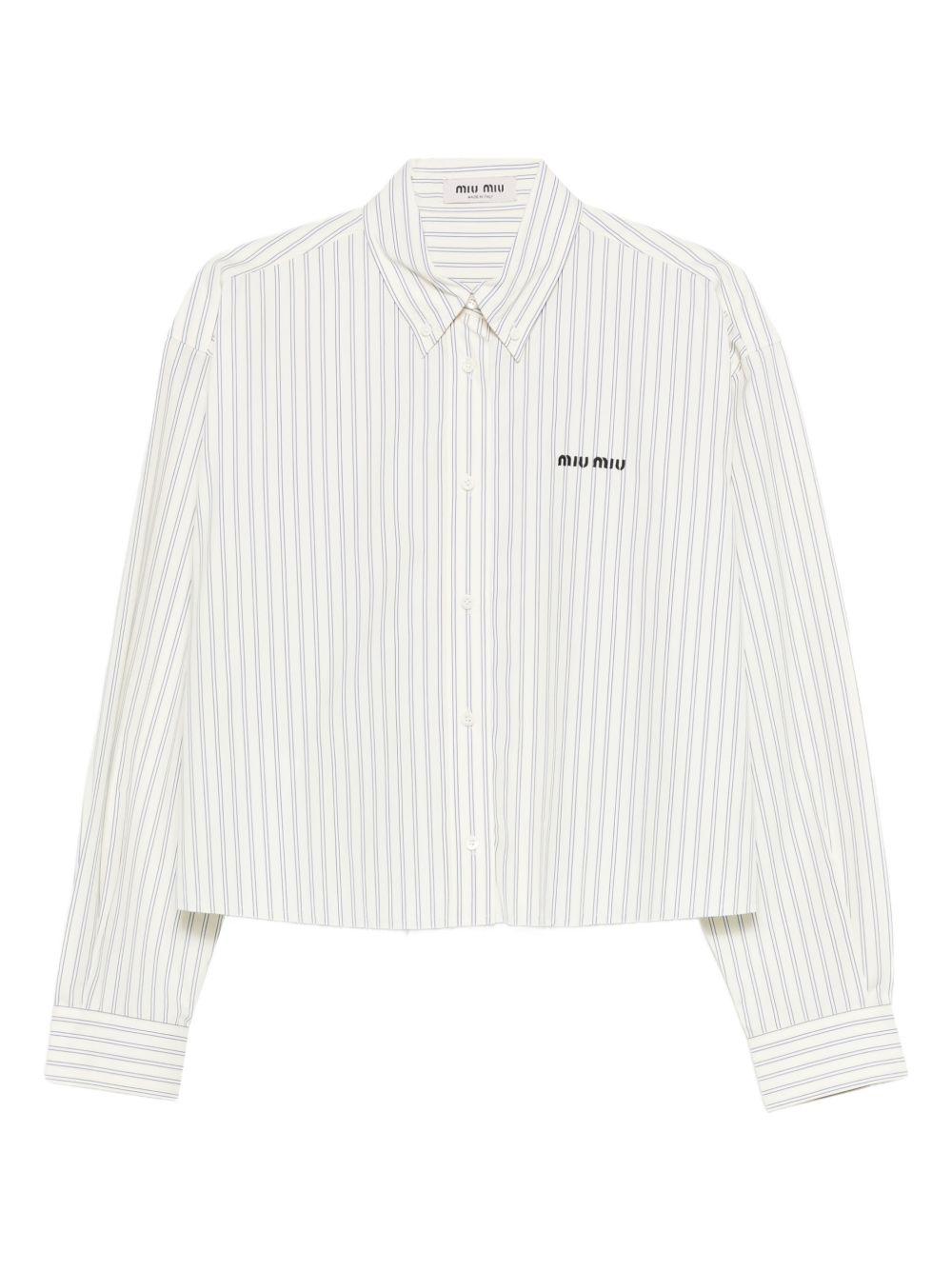 Miu Miu Striped Cotton Shirt MK1659 S OOO 180UF0061 MIU MIU 