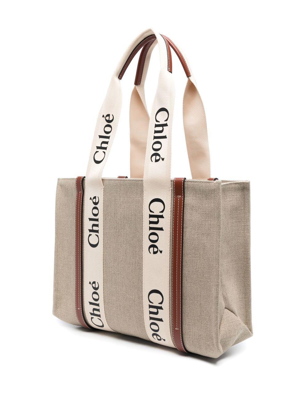 Woody tote bag in linen C22AS383I26 90U CHLOÉ 