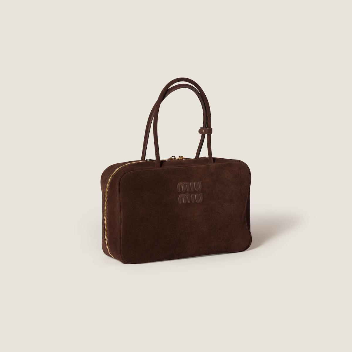 Beau logo-debossed suede bag 5BB117 V MON 2CSSF0003 MIU MIU 