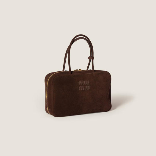 Beau logo-debossed suede bag 5BB117 V MON 2CSSF0003 MIU MIU 