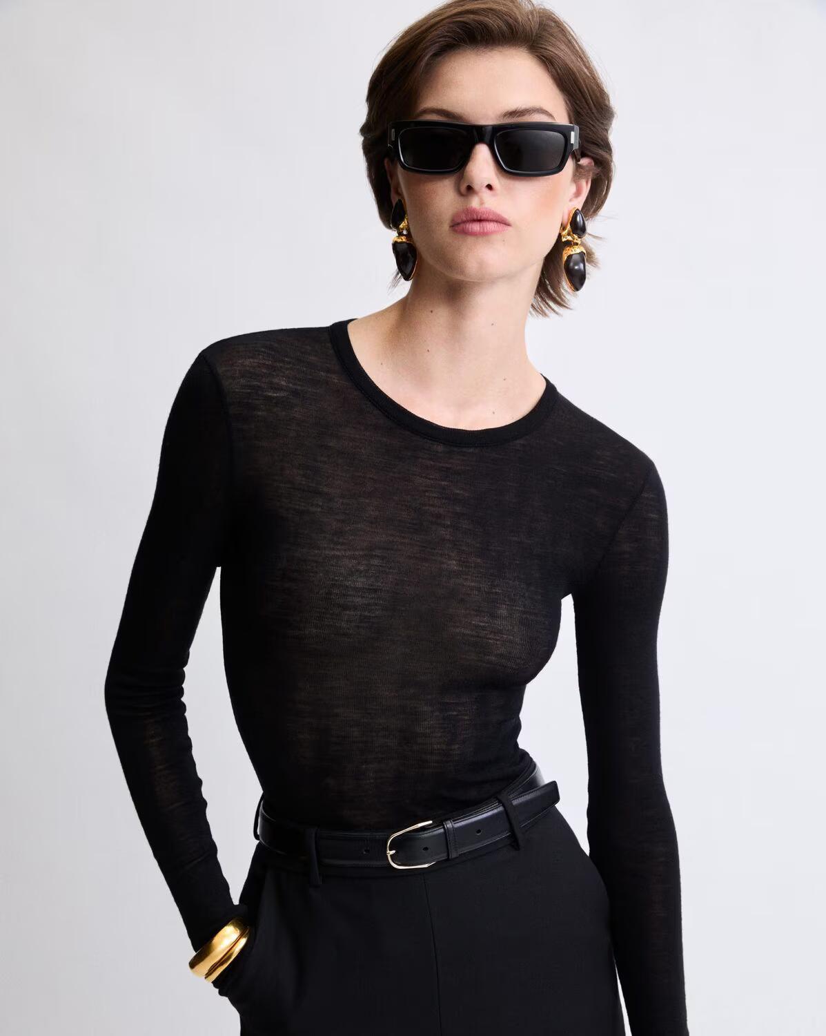 crewneck bodysuit in wool jersey<BR/><BR/><BR/><BR/><BR/><BR/><BR/><BR/><BR/><BR/><BR/><BR/><BR/><BR/> 841941 Y37ZV1000 SAINT LAURENT 