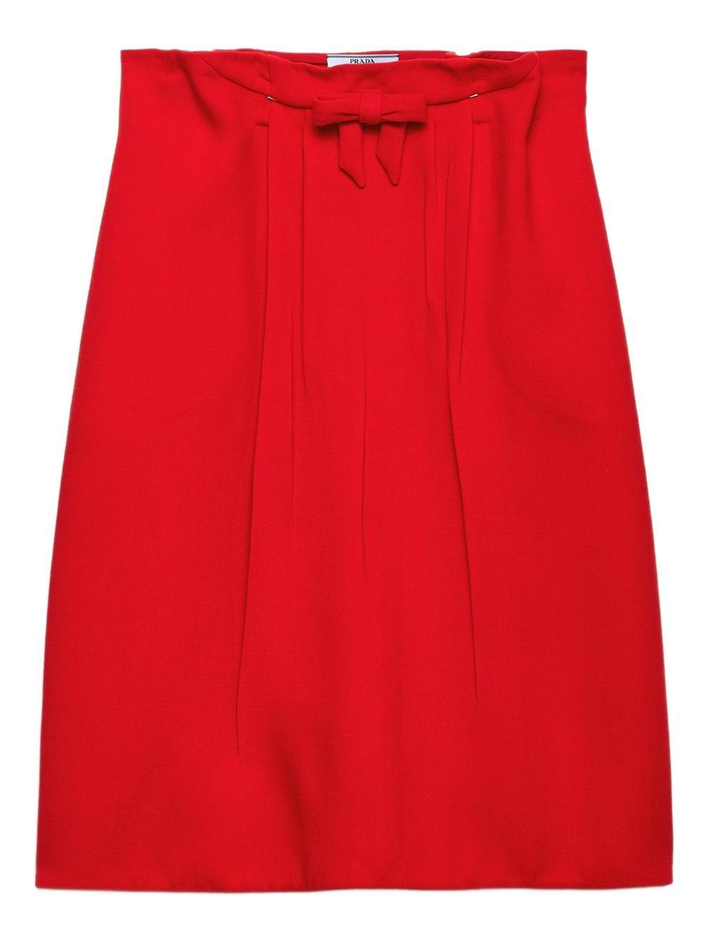 bow-detail pleated midi straight skirt P134ZG S OOO 18CSF0011 PRADA 