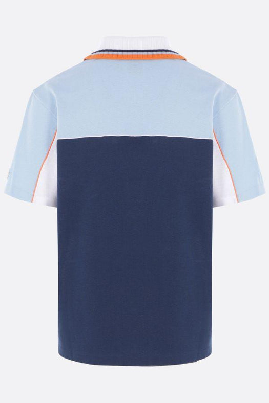colour-block zip-neck polo shirt MPF25-JTP-396-01 PALE BLUE / WHITE / NAVY CASABLANCA 