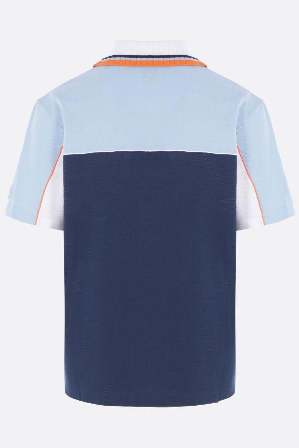 colour-block zip-neck polo shirt MPF25-JTP-396-01 PALE BLUE / WHITE / NAVY CASABLANCA 