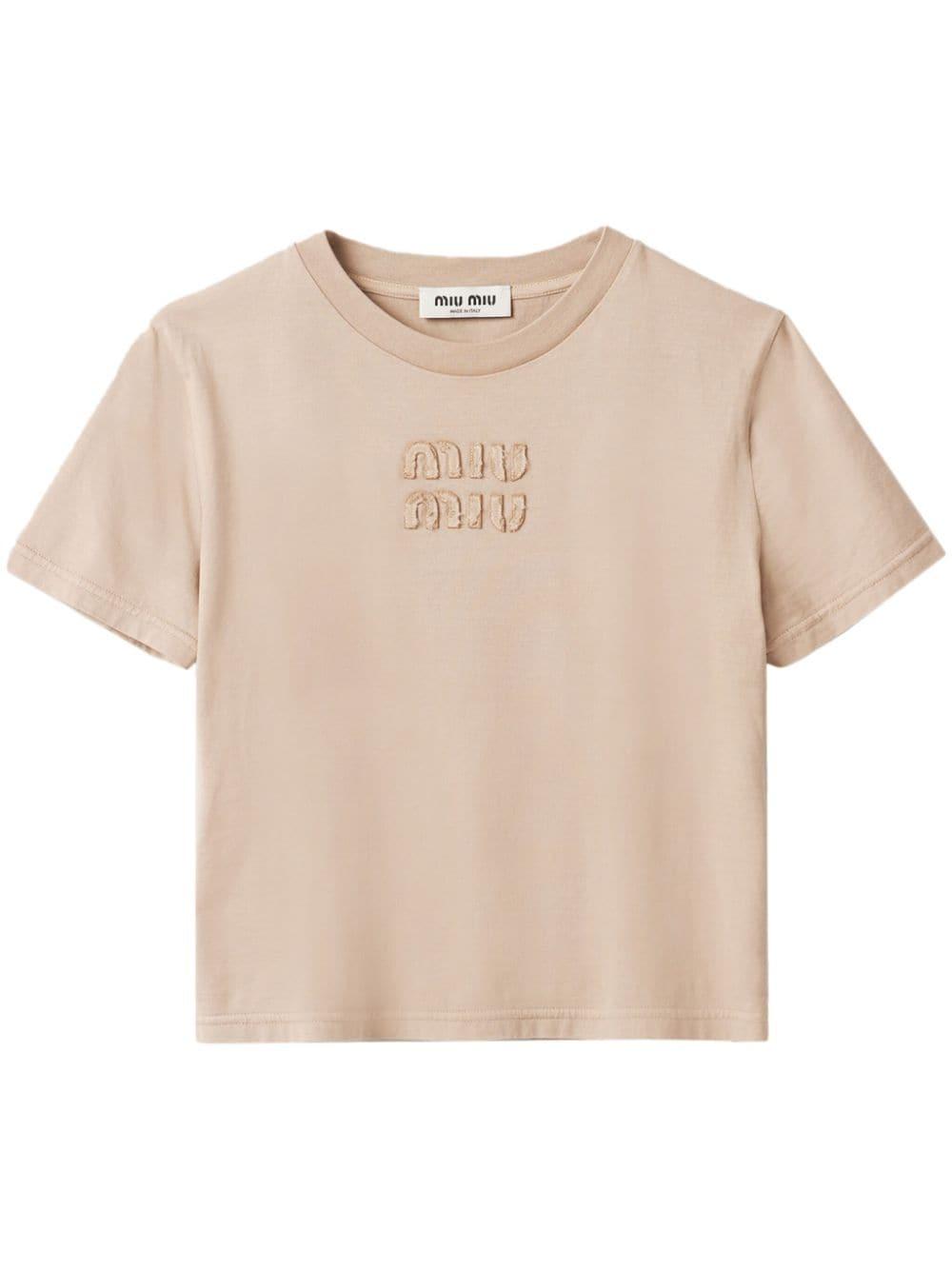 logo-embroidered cotton T-shirt MJN467 S 231 137LF0627 MIU MIU 