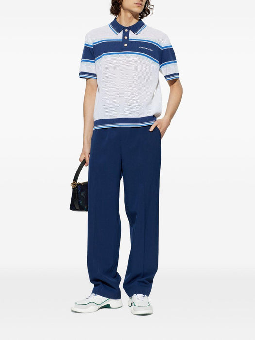 perforated polo shirt M-SS26-KW-1304-01 WHITE / BLUE CASABLANCA 