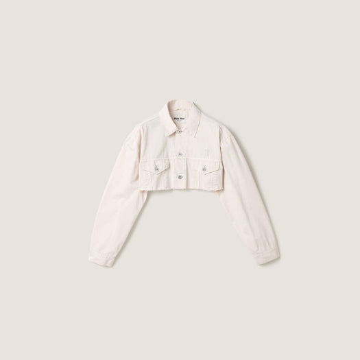 Cropped white denim jacket GWB314 S OOO 197VF0009 MIU MIU 