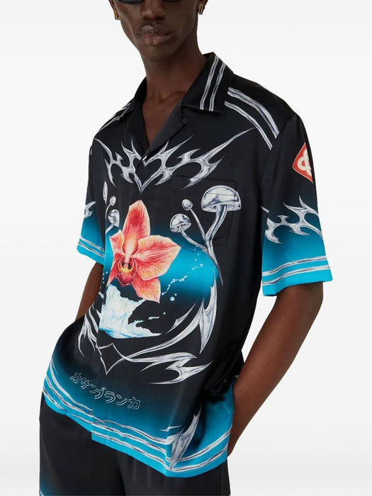 Blades Short Sleeve Silk Satin Shirt M-AW25-SH-003-03 BLADES CASABLANCA 