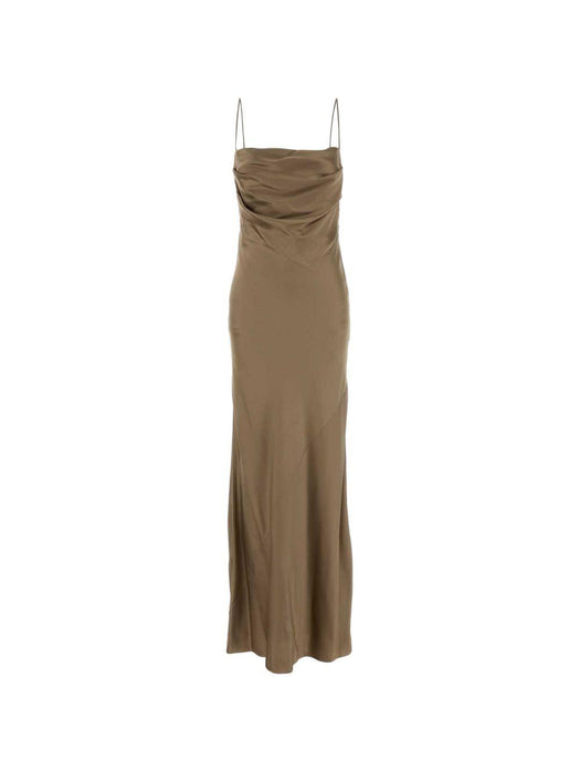 Backless cowl dress in silk satin 838025 Y7G279483 SAINT LAURENT 