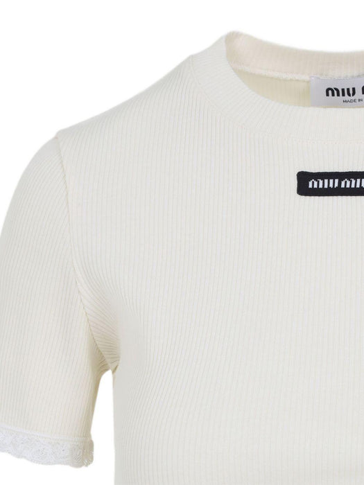 lace-trimmed top MJN580 S OOO 17Z9F0304 MIU MIU 