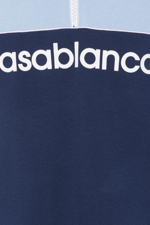 colour-block zip-neck polo shirt MPF25-JTP-396-01 PALE BLUE / WHITE / NAVY CASABLANCA 