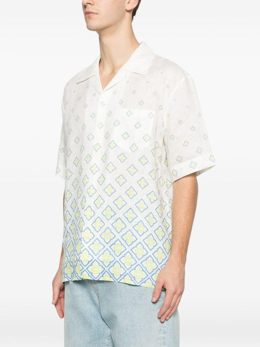Degrade Monogram Short Sleeve Linen Shirt M-SP26-SH-003-11 DEGRADE MONOGRAM CASABLANCA 