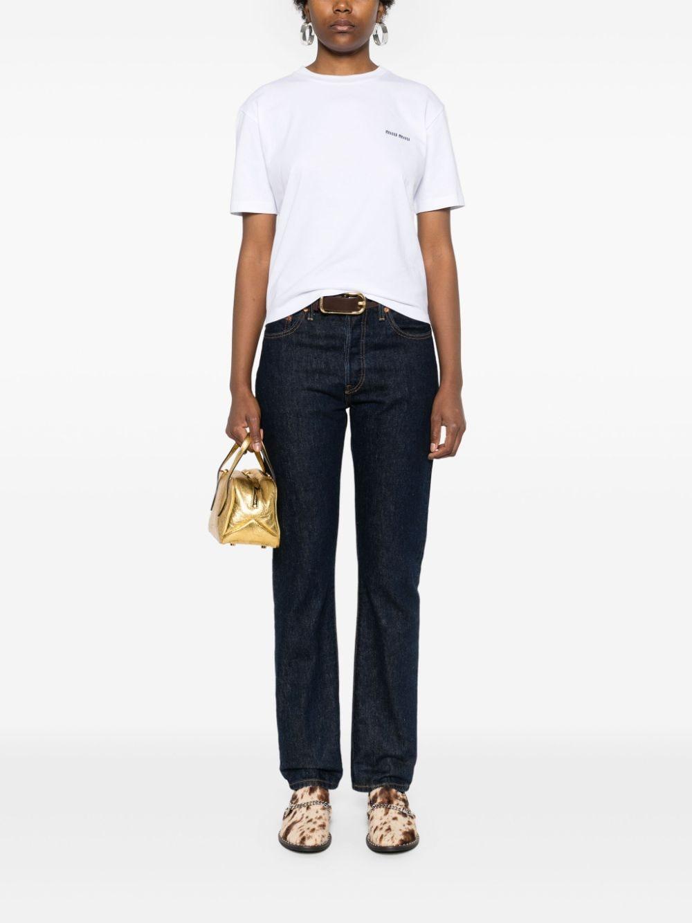 embroidered-logo cotton T-shirt MJN545 S OOO 146ZF0UB0 MIU MIU 