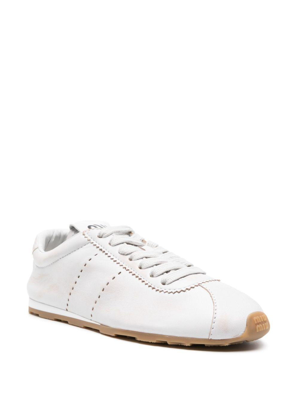 bleached leather sneakers 5E114E F 005 3H02F0009 MIU MIU 
