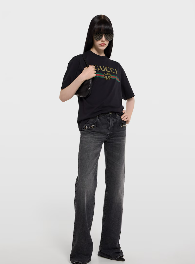 Cotton jersey and silk T-shirt with print 865015 XJHUF1152 GUCCI 