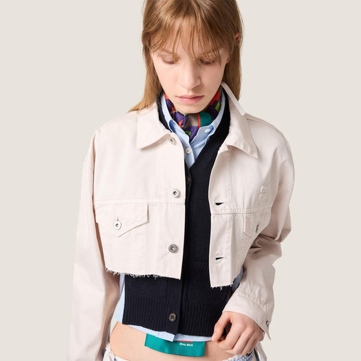 Cropped white denim jacket GWB314 S OOO 197VF0009 MIU MIU 