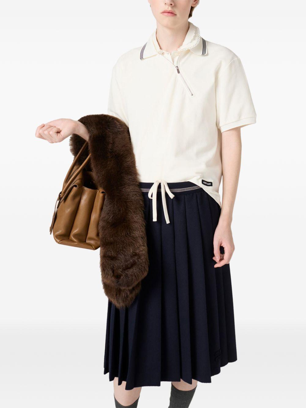 ribbed trim zippered polo shirt MJNA03 S OOO 18ZWF0009 MIU MIU 