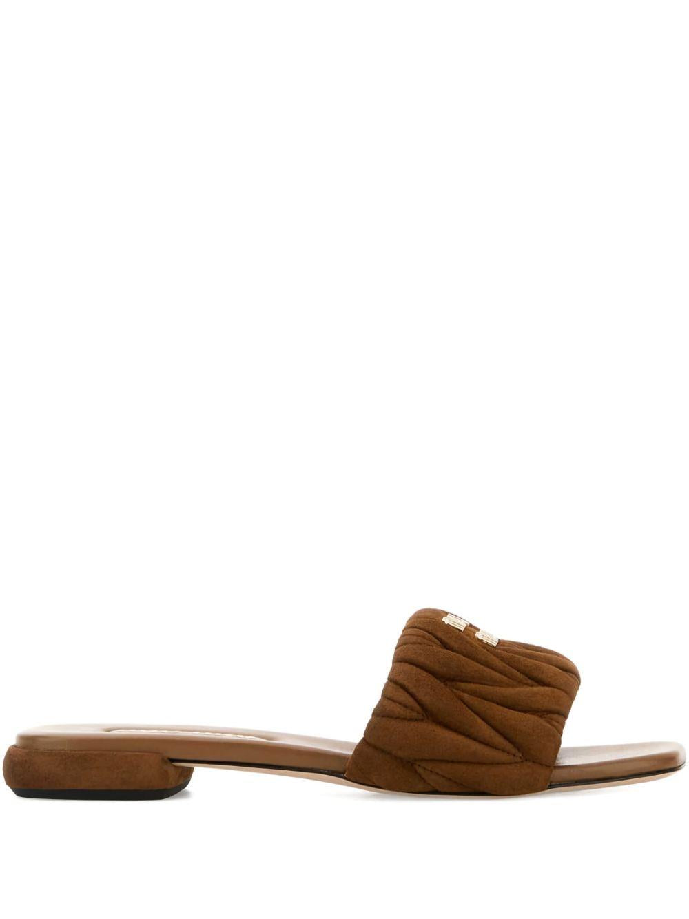 Matelassé suede flat sandals 5XX605 F 010 M2VF0316 MIU MIU 