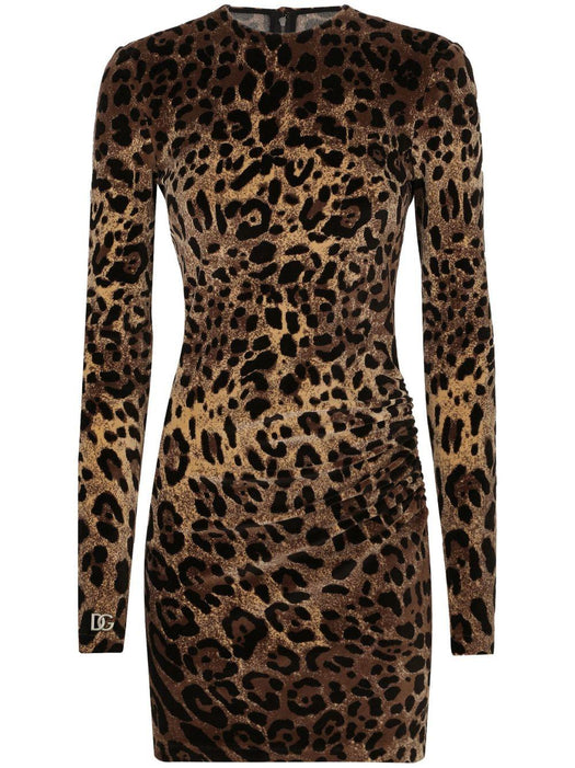logo-plaque leopard-print dress F6DCZT FJ7D5S8350 DOLCE & GABBANA 
