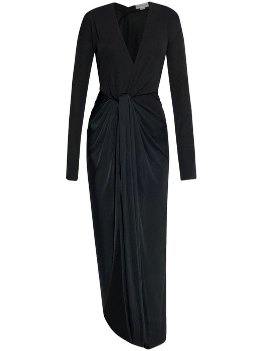 knot-detail jersey gown 1125WDR006032C BLACK 1 VICTORIA BECKHAM 