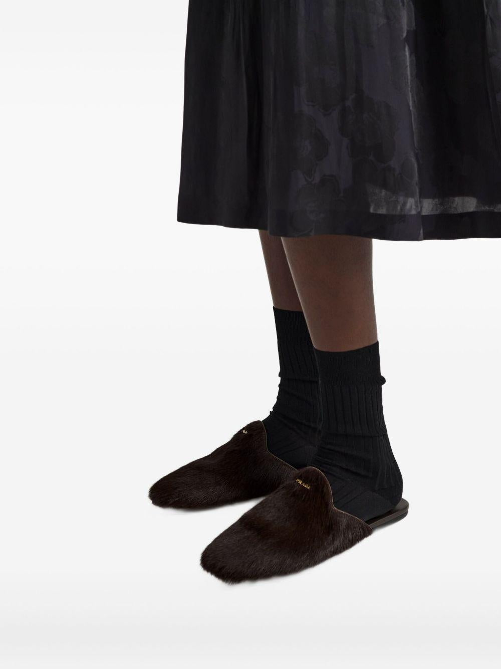 logo-plaque hair-calf mules 1S008O F DD05 2HIOF0324 PRADA 