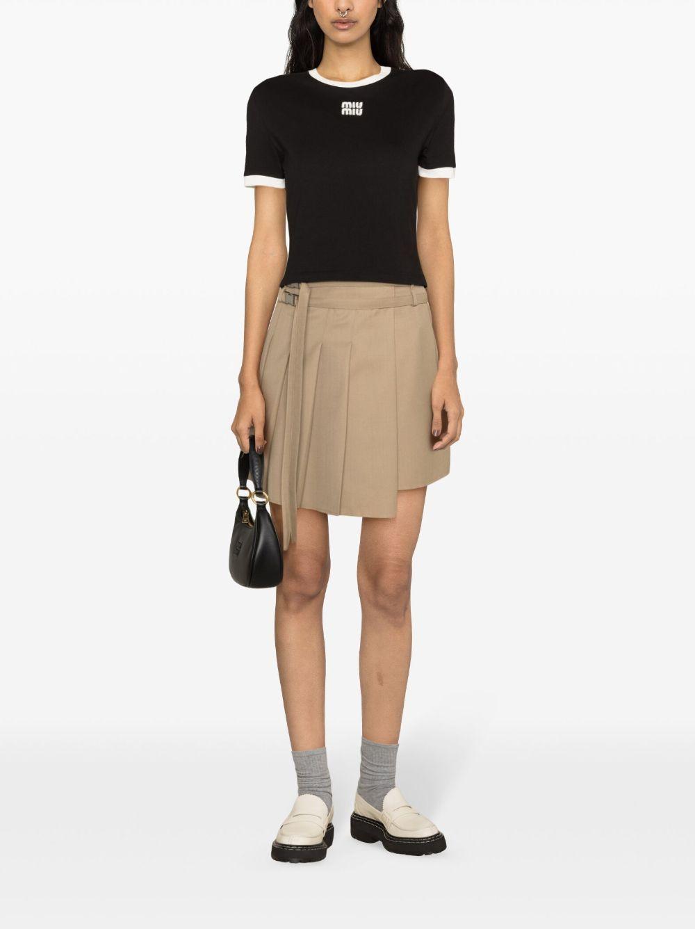 logo-appliqué cropped T-shirt MJN522 S OOO 14ELF0002 MIU MIU 