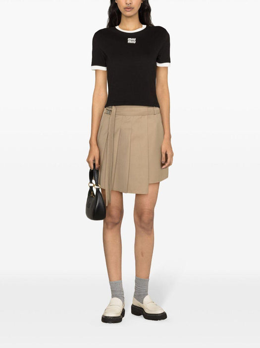 logo-appliqué cropped T-shirt MJN522 S OOO 14ELF0002 MIU MIU 